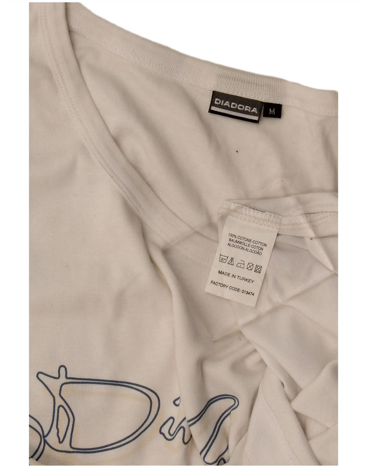 Diadora Camiseta sin mangas estampada para mujer UK 40 Algodón blanco mediano