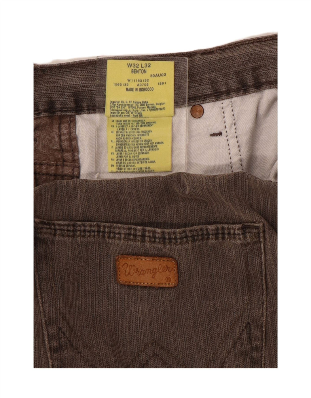 WRANGLER Pantalones casuales rectos Benton para hombre W32 L32 Algodón gris