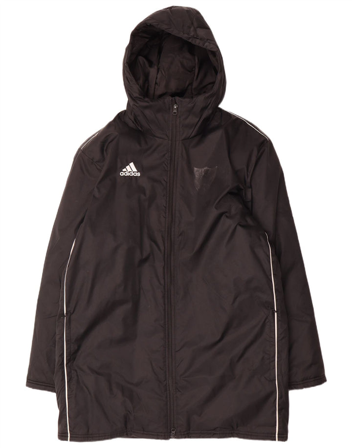 Adidas Abrigo acolchado con capucha para hombre UK 38 Mediano Negro Poliéster