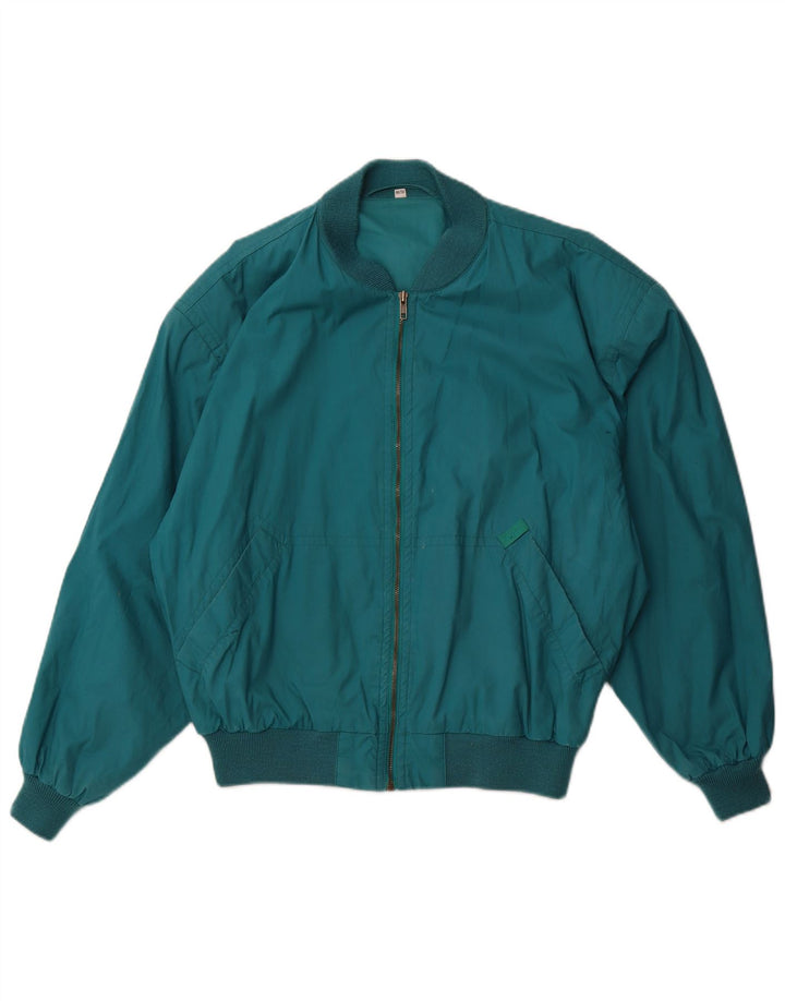 Vintage hombres bomber chaqueta EU 48 algodón verde medio