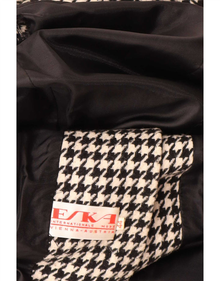Vintage mujer 3 botones Blazer chaqueta EU 44 XL pata de gallo negro