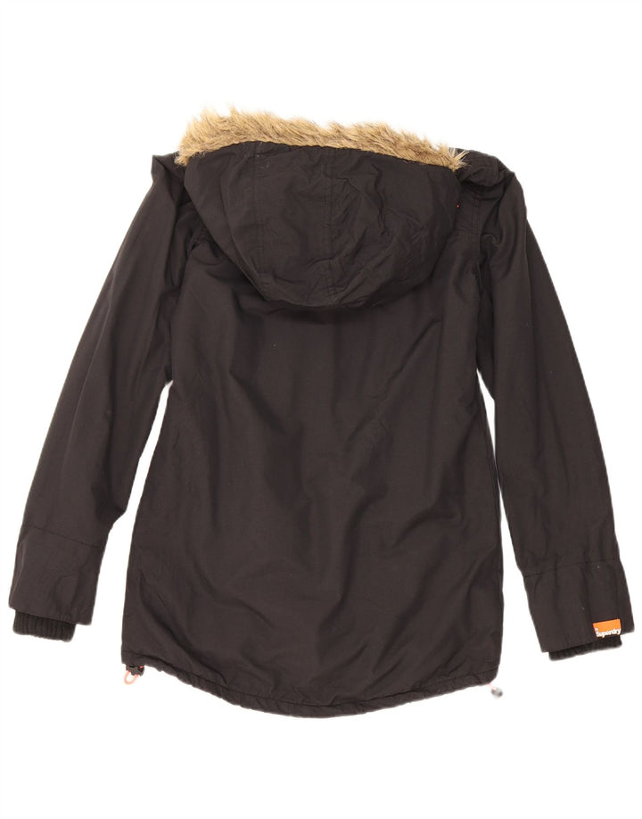 Superdry Parka con capucha para mujer UK 6 XS Poliéster negro