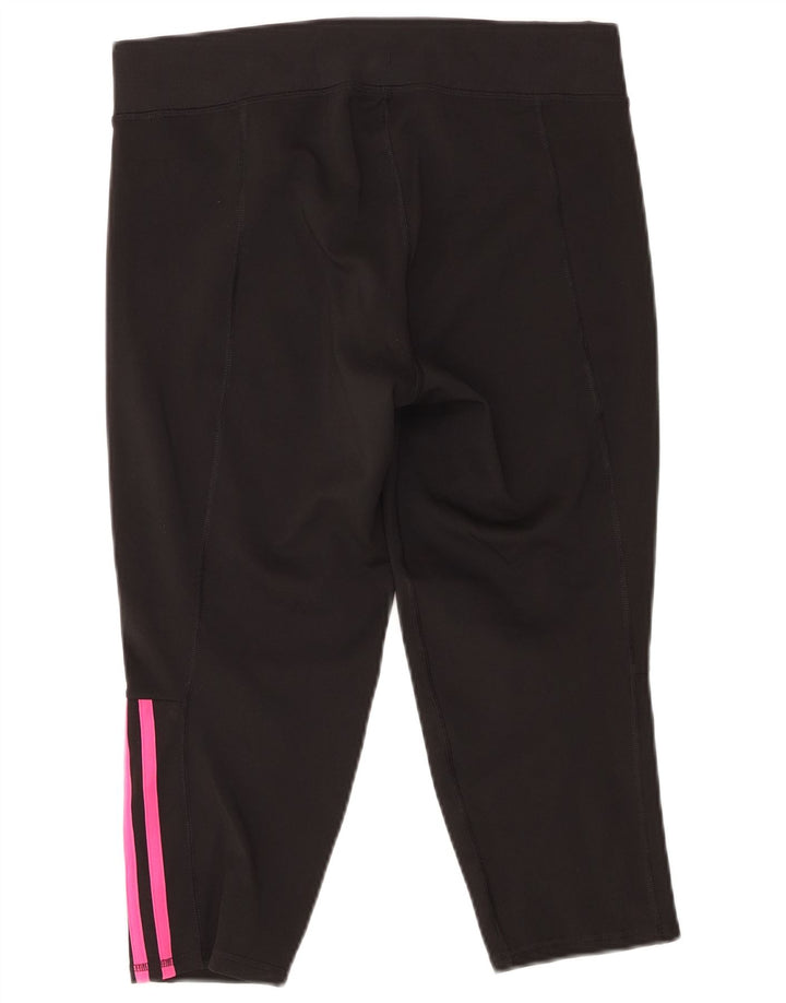 ADIDAS Mujer Capri Chándal Pantalones UK 16/18 Grande Negro Poliéster