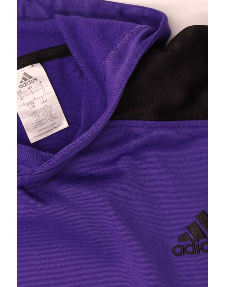 Adidas Hombre Sudadera Con Capucha Jumper Large Púrpura Colorblock Poliéster