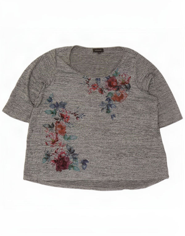 Marks & Spencer Camiseta con gráfico de autógrafos para mujer, manga 3/4, UK 26 5XL Gris