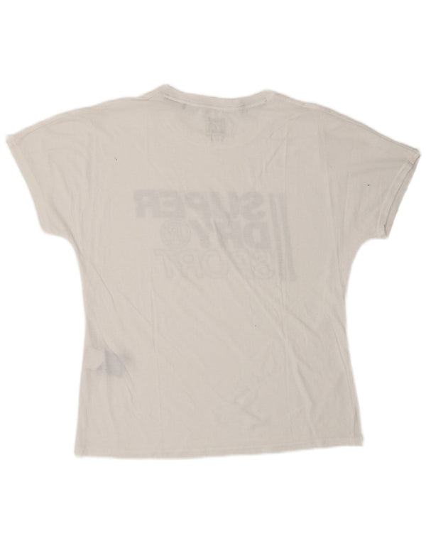 SUPERDRY Camiseta gráfica para mujer Top UK 40 Medio Blanco Poliéster