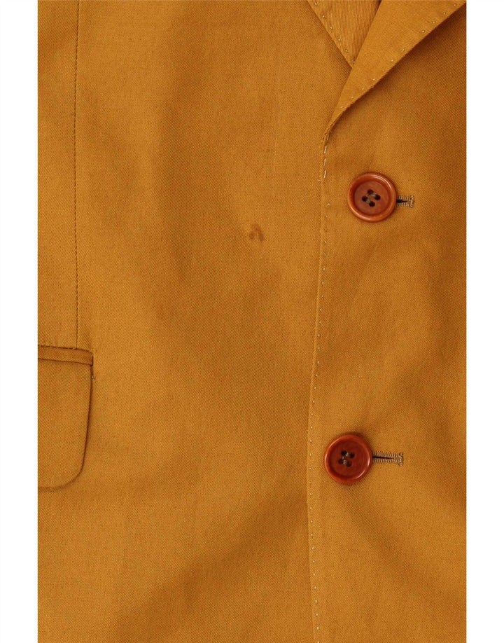 Vintage hombres 2 botones traje de 2 piezas IT 48 Medio W32 L32 Algodón Amarillo