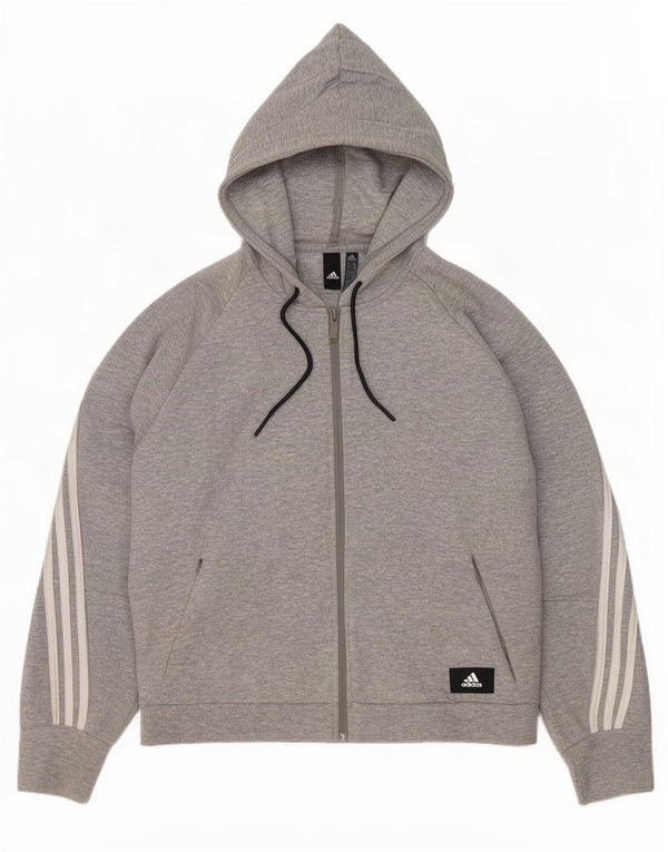 Adidas Sudadera con capucha y cremallera para mujer UK 20/22 XL Gris Algodón