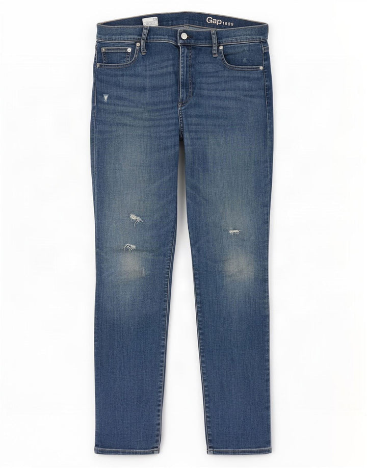 Gap Mujer Resolución Vaqueros Rectos Slim Desgastados W33 L31 Azul