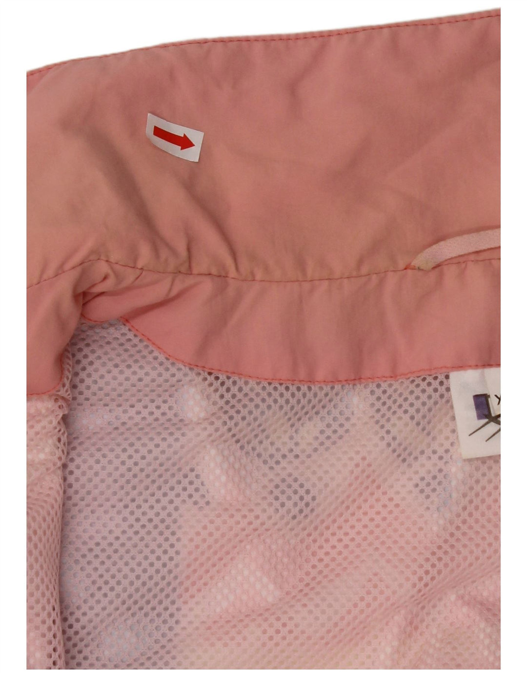 VINTAGE Mujer Sin Mangas Chándal Top Chaqueta Reino Unido 20 2XL Rosa Geométrico