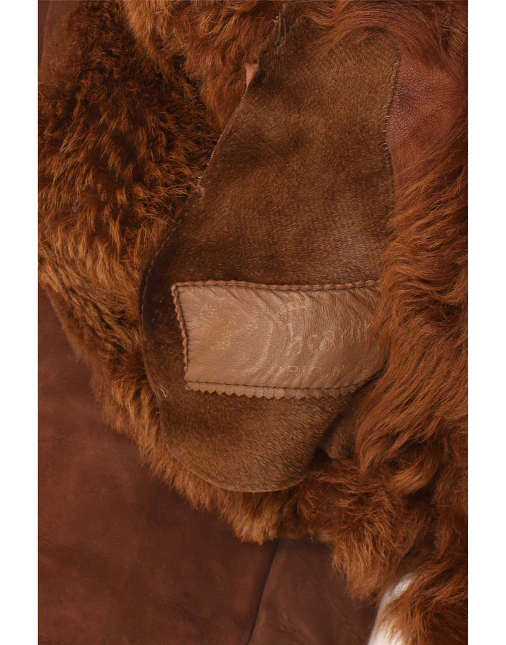 Vintage mujer shearling abrigo Reino Unido 14 marrón medio