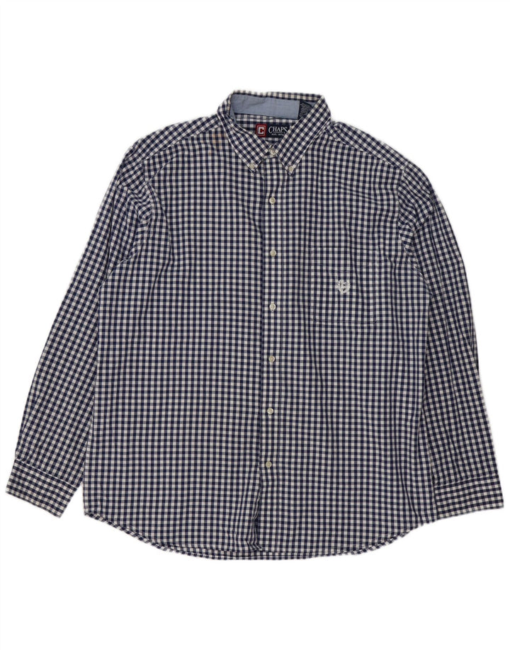 Chaps Camisa de fácil cuidado para hombre XL Azul marino Algodón a cuadros