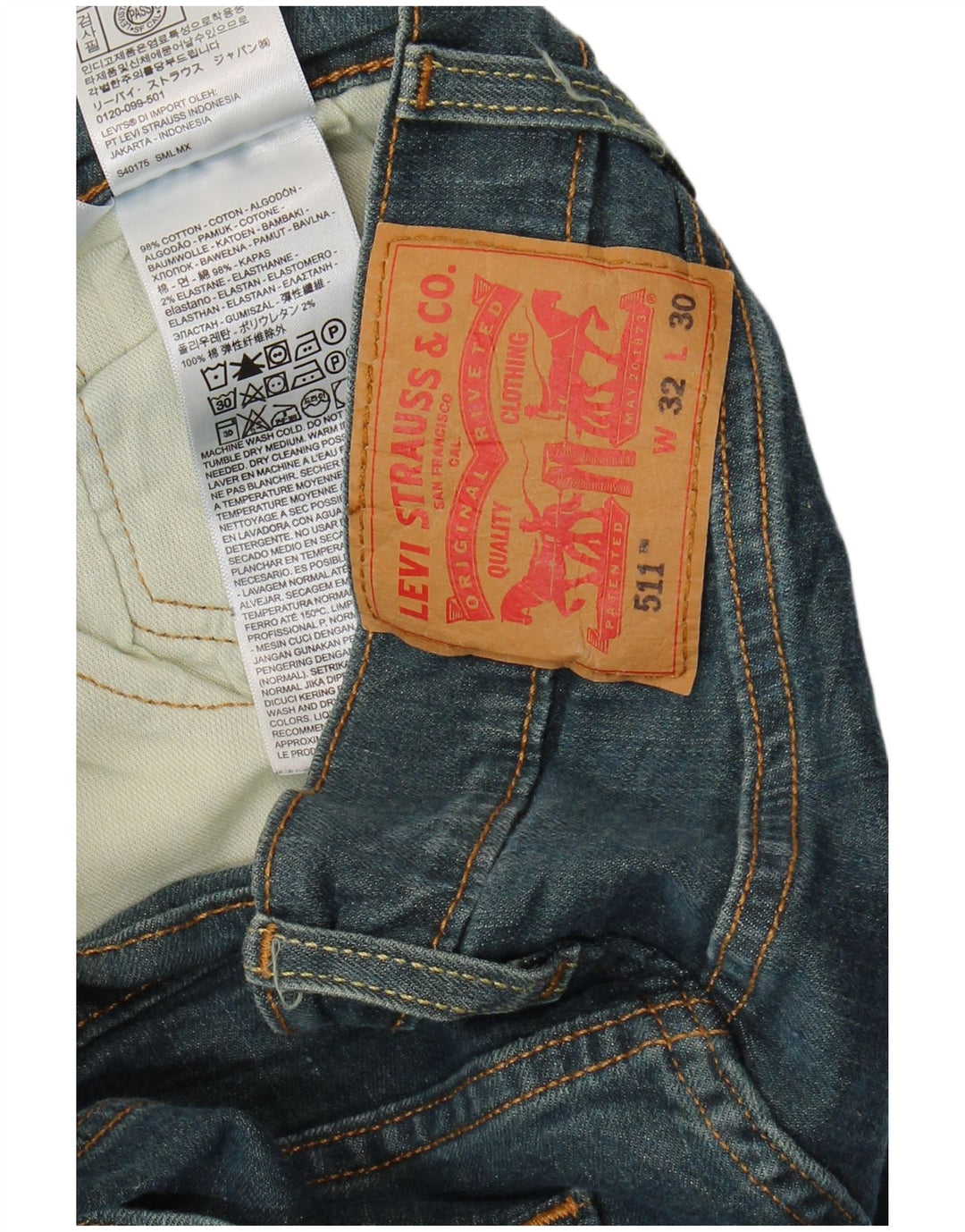Levi's Hombre 511 Slim Jeans W32 L30 Algodón Azul Marino