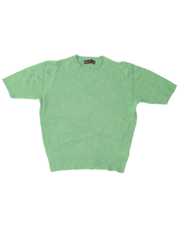 MARKS & SPENCER Suéter tipo jersey con cuello redondo para mujer UK 40 Verde medio