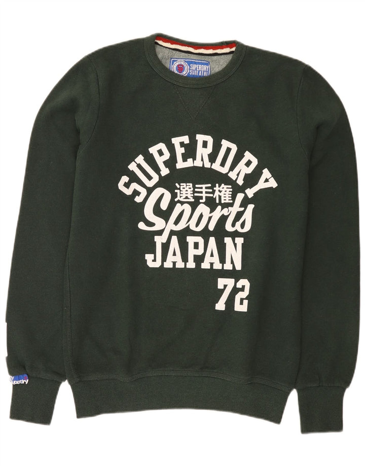 Superdry Hombre Sudadera Gráfica Jersey De Algodón Verde Medio