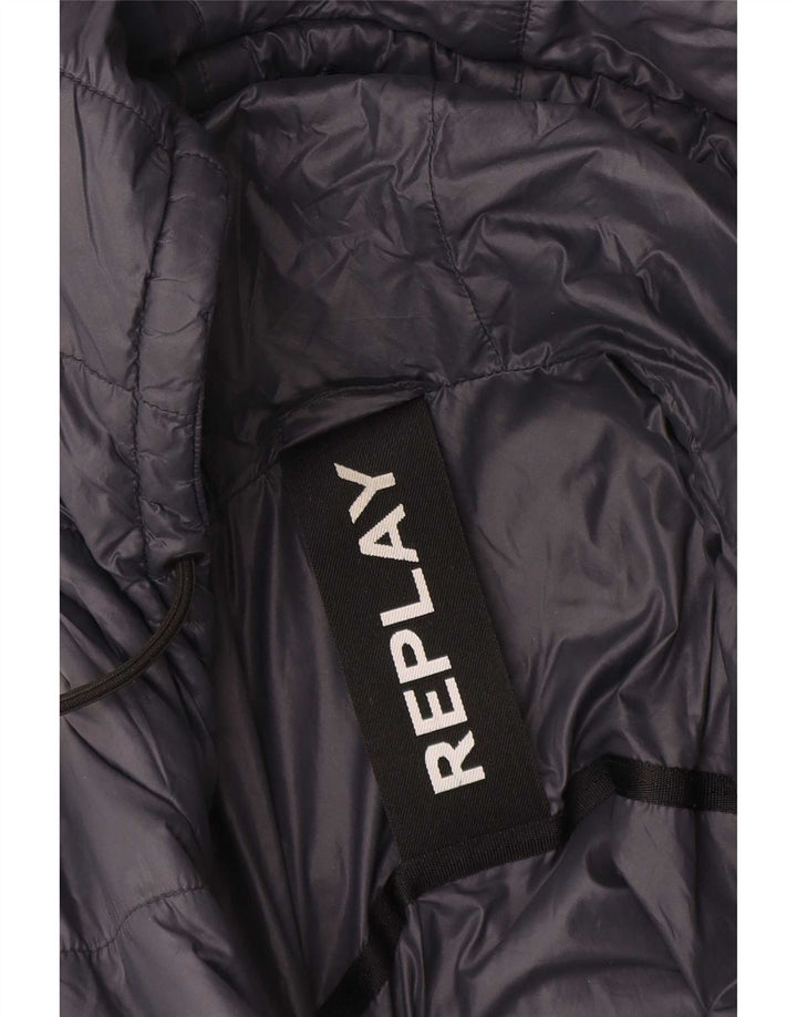 Replay Chaqueta acolchada con capucha para mujer UK 44 Large Azul marino