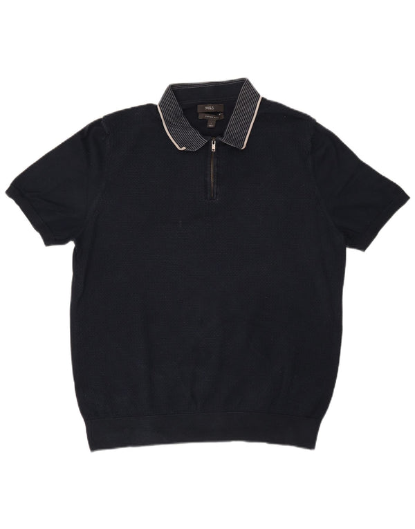 Marks & Spencer Polo para hombre grande azul marino algodón