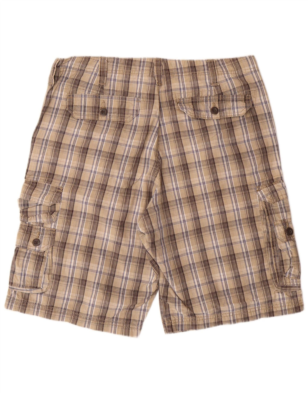LEE Mens Dungarees Cargo Shorts W34 Large Beige Check Algodón