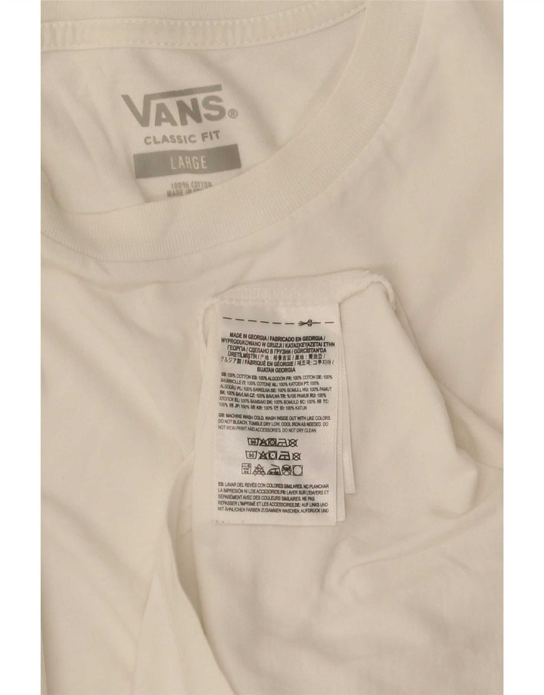 Vans Camiseta de corte clásico para hombre, manga larga, algodón blanco grande