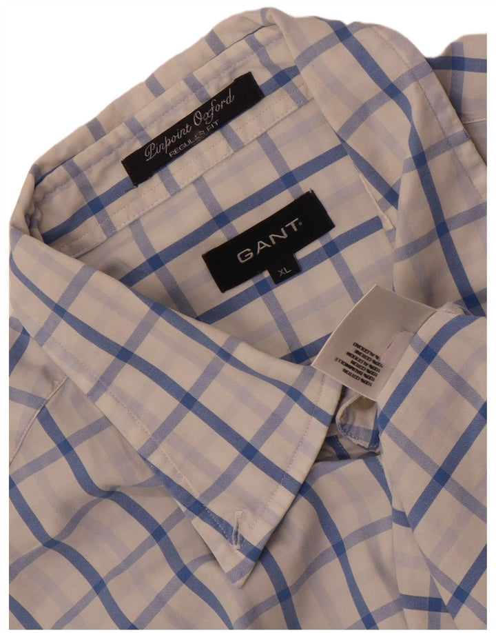 Gant Camisa Regular Fit XL De Algodón A Cuadros Blanco Hombre