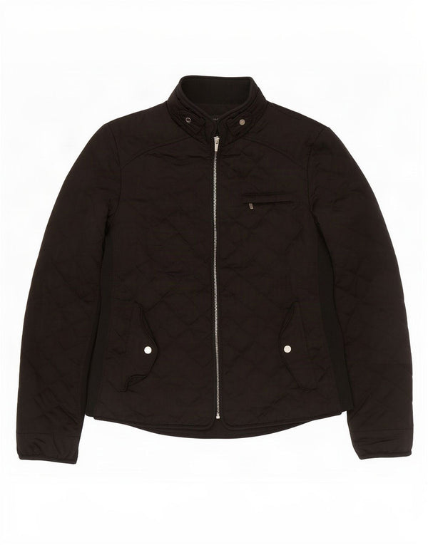 Zara Womens Quilted Jacket UK 12 Medium Black Polyester