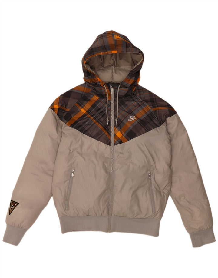 Nike Chaqueta acolchada con capucha para hombre UK 36 Small Gris Colorblock Poliéster