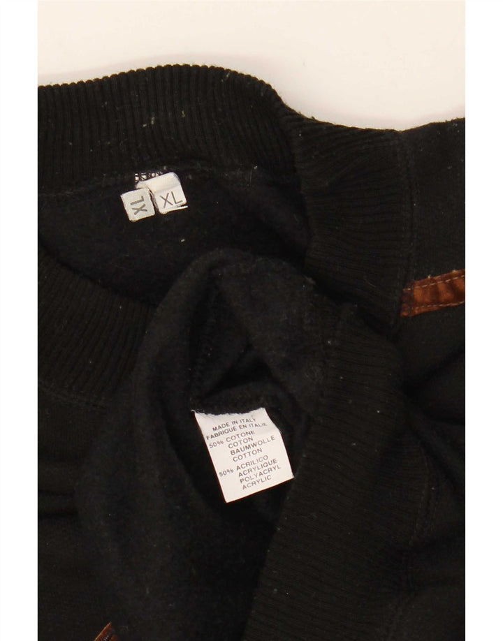 Vintage hombres sudadera gráfica jumper XL algodón negro