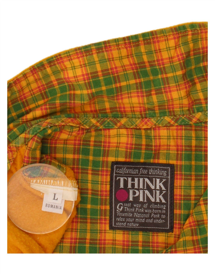 Think Pink - Jersey de forro polar con cuello y cremallera para hombre, talla grande, amarillo