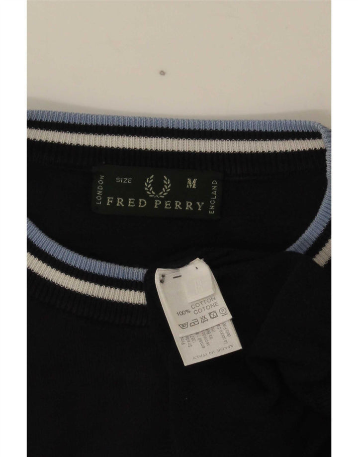 Fred Perry Jersey De Cuello Redondo Para Hombre De Algodón A Rayas Azul Marino Medio
