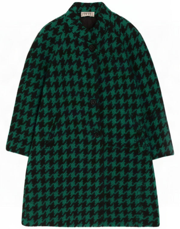 Abrigo vintage para mujer UK 18 XL Pata de gallo verde