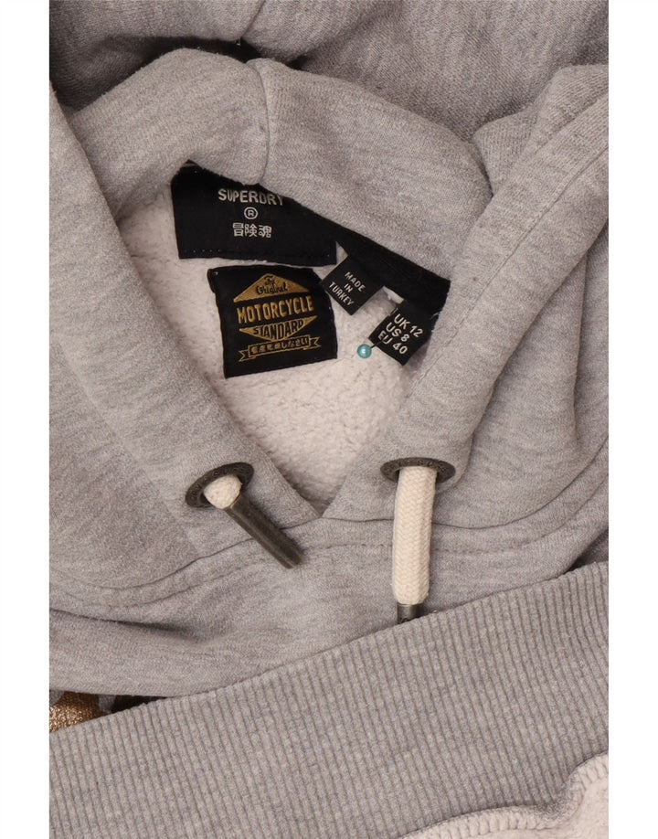 Superdry Jersey con capucha y gráfico para mujer, talla 42, talla mediana, gris