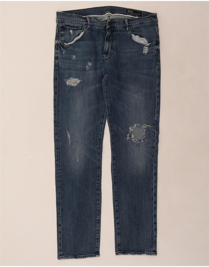 Rifle Jeans ajustados desgastados para hombre W38 L33 Algodón azul