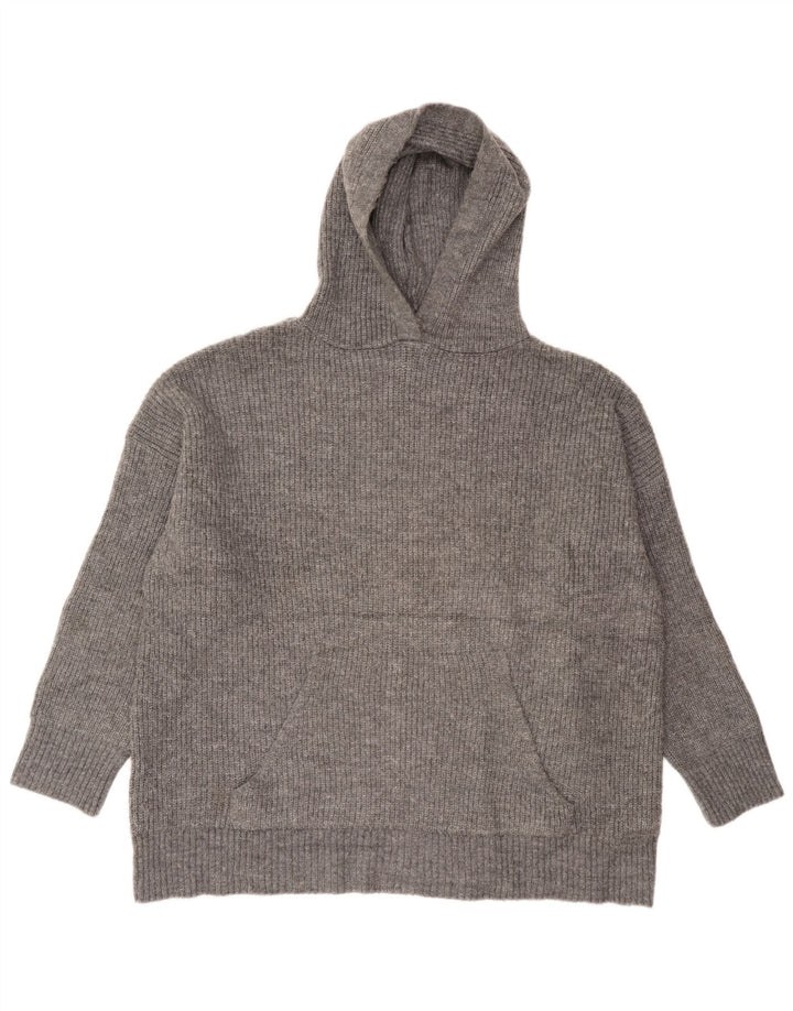 Zara Mujer Jersey De Gran Tamaño Con Capucha Suéter UK 40 Acrílico Gris Medio
