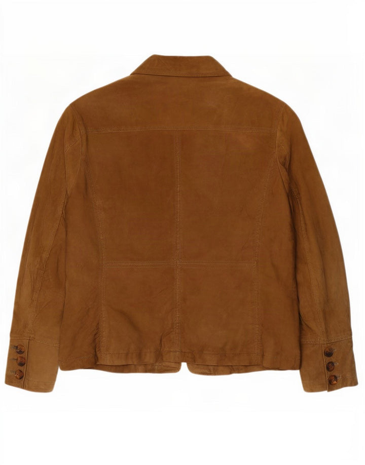 ELANA MIRO Chaqueta de ante para mujer Reino Unido 16 Cuero beige grande