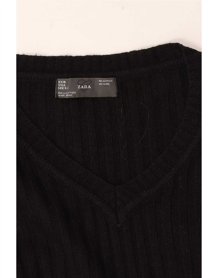 Zara Hombre Jersey Con Cuello En V Jersey Grande Acrílico Negro