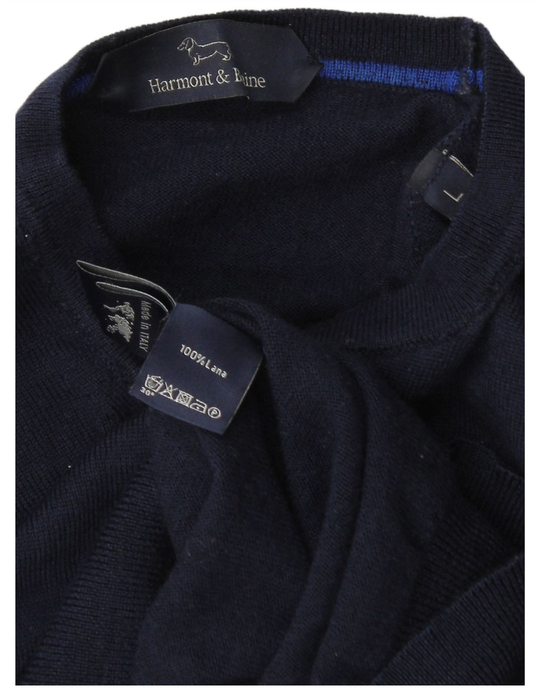 Harmont & Blaine - Jersey de cuello redondo para hombre, talla grande, lana azul marino