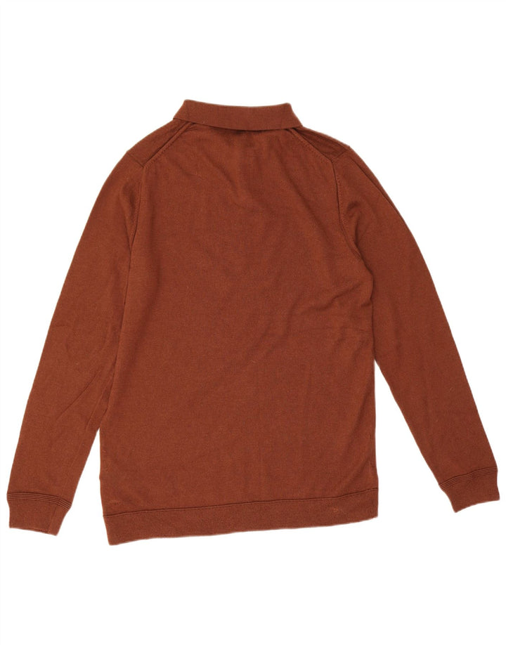 Calvin Klein Hombre Polo Cuello Jersey Suéter Grande Lana Marrón