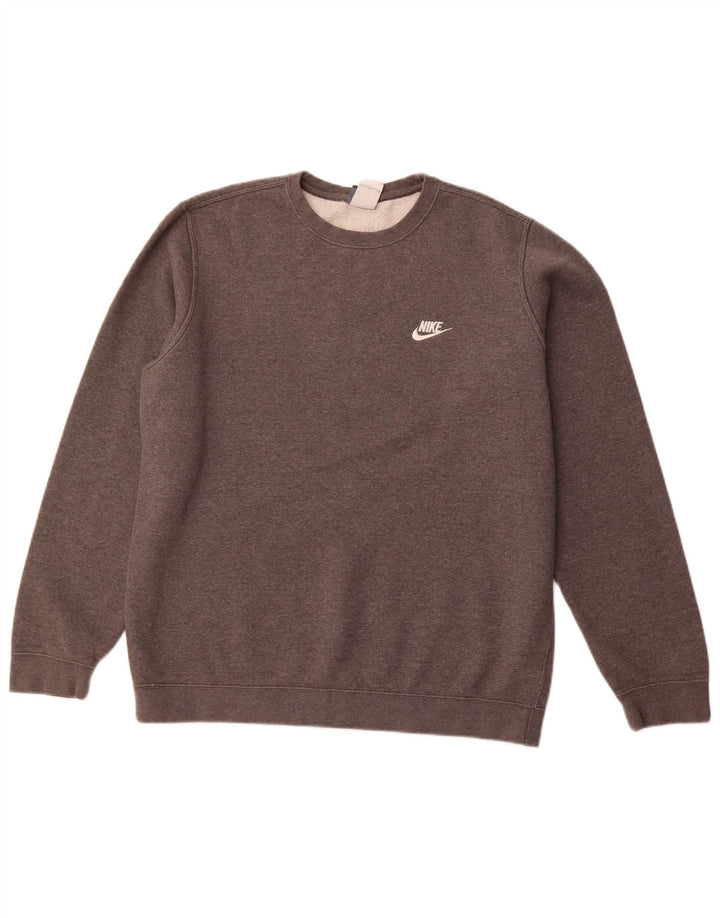 NIKE Hombre Sudadera Jumper Grande Gris Algodón