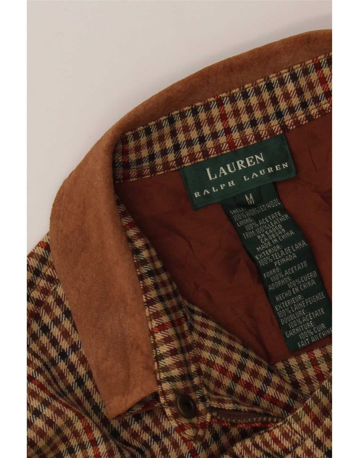 Camisa de franela para mujer Ralph Lauren Reino Unido 14 Acetato de pata de gallo marrón medio