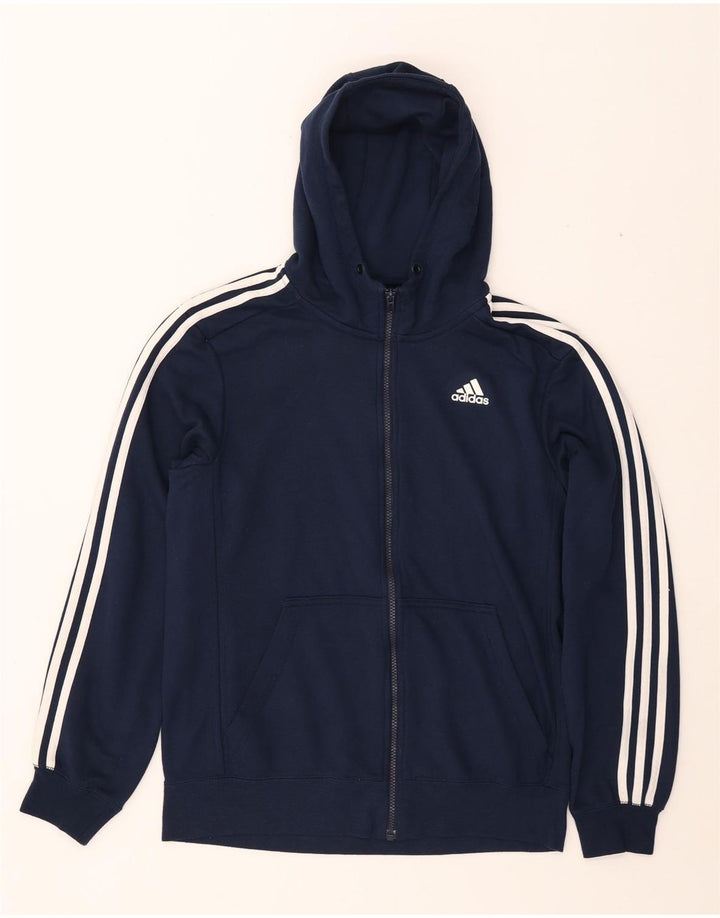 ADIDAS Hombres Climalite Zip Sudadera con capucha Suéter Medio Azul Marino Poliéster