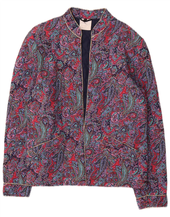 Chaqueta acolchada vintage para mujer IT 36 Pequeña Púrpura Paisley Viscosa
