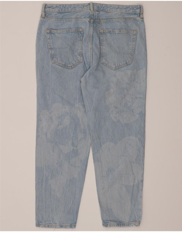 Zara Jeans recortados con lavado ácido para hombre EU 42 Large W32 L26 Blue Floral