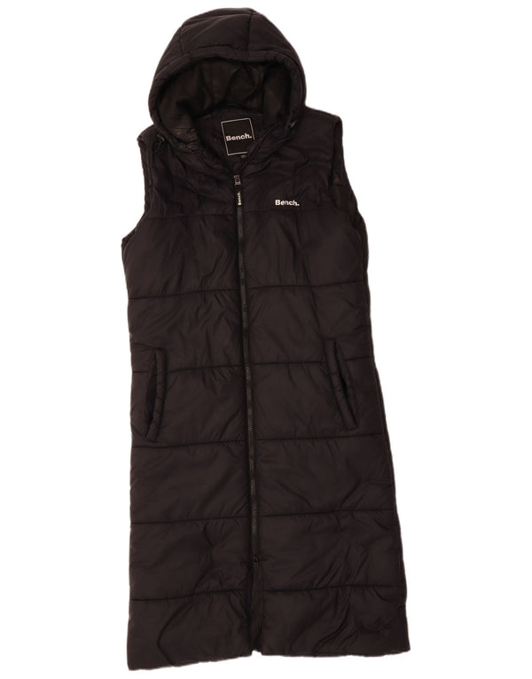 BENCH Chaleco acolchado con capucha y palangre extragrande para mujer UK 10 Small Black