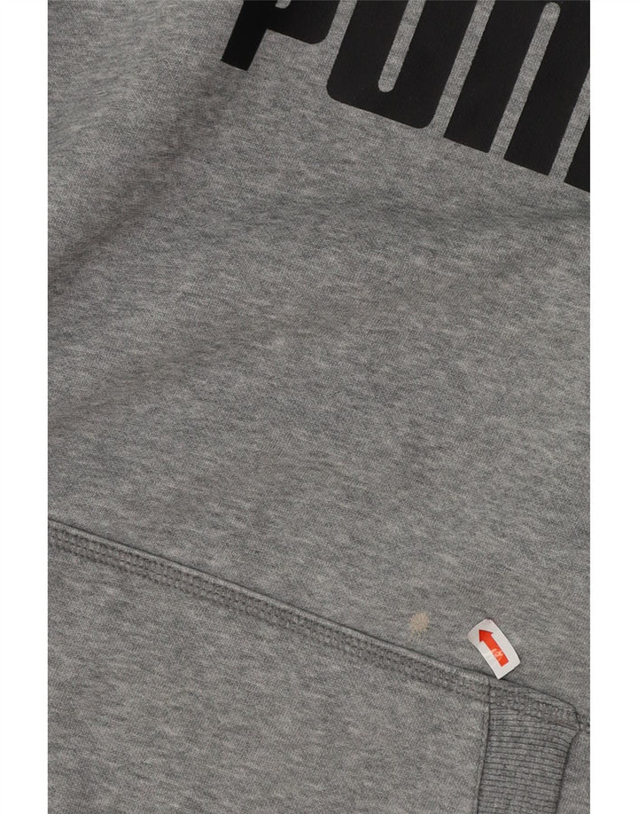 PUMA Jersey con capucha gráfica para hombre de algodón gris medio