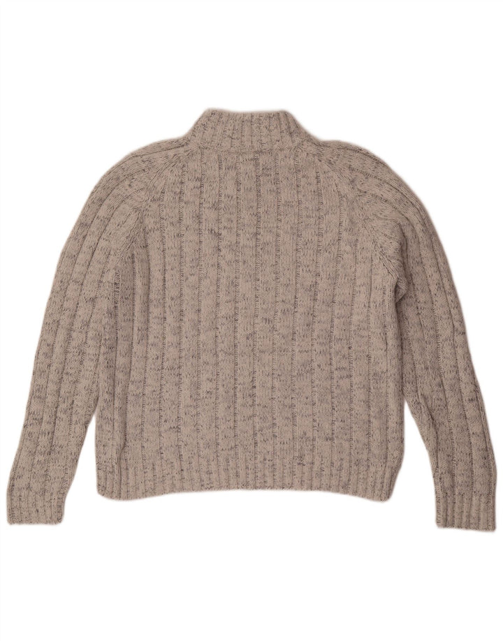 Marks & Spencer Jersey con cuello y cremallera para hombre, acrílico moteado gris grande