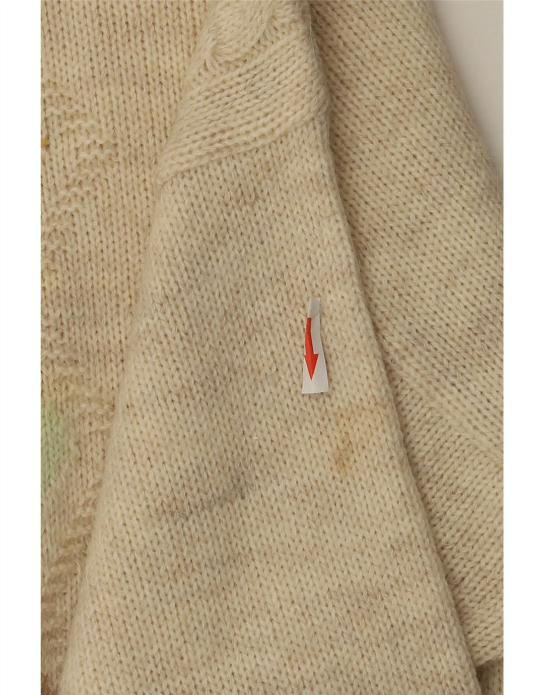 VINTAGE Jersey de cuello redondo para hombre Suéter medio beige Argyle/Diamante