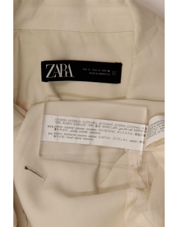 Zara Mujer Chaleco Largo UK 10 Pequeño Poliéster Blanco Roto