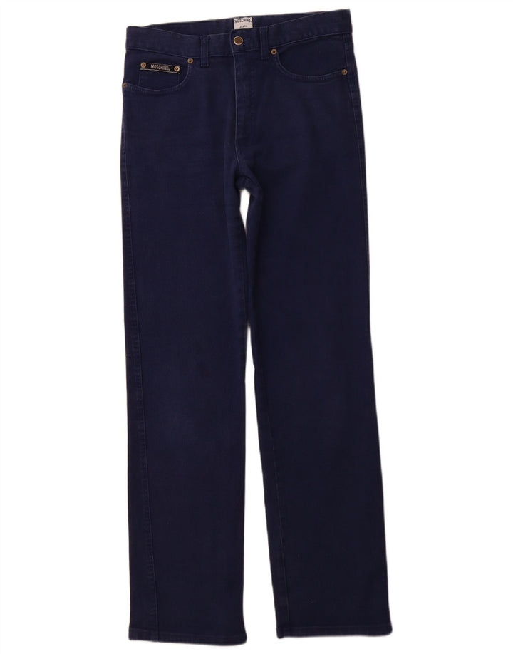 MOSCHINO Jeans Rectos De Talle Alto W32 L32 Azul Marino Algodón