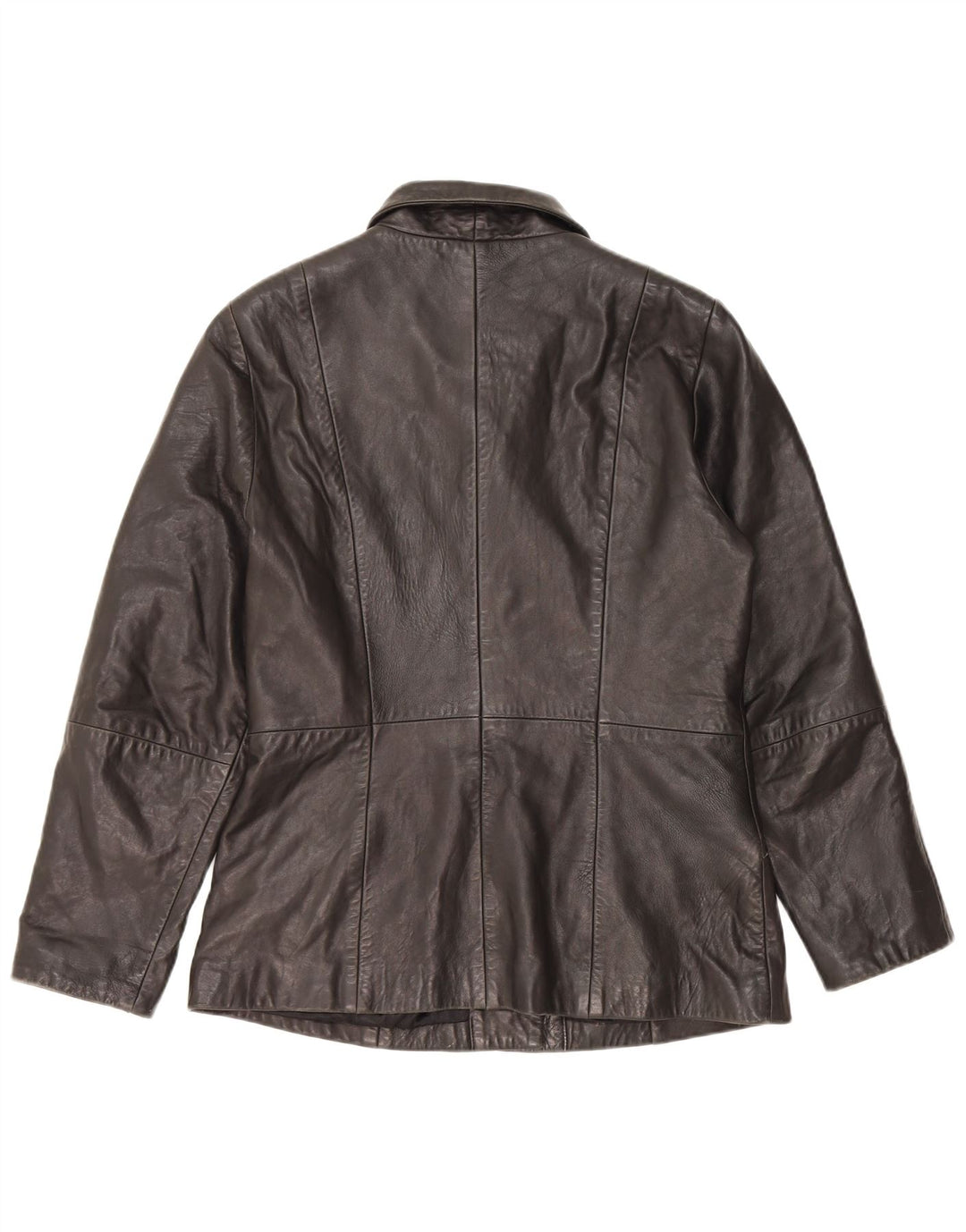 MAURITIUS Chaqueta Blazer de Cuero con 3 Botones para Mujer UK 18 XL Cuero Negro