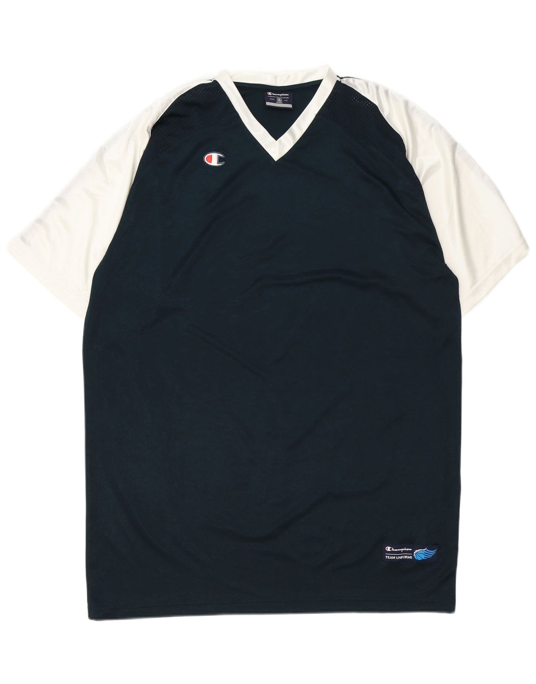 Champion Camiseta para hombre Top XL Azul marino Colorblock Poliéster